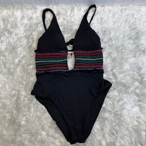 Isabella Rose NWOT 1 Pc Swimsuit Keyhole Front  Rainbow Smocking Sz Small